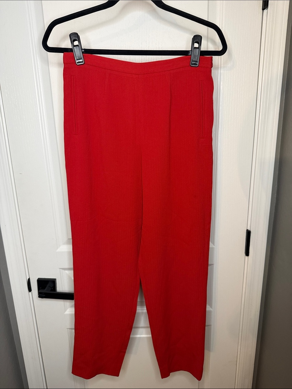 Bright Red Straight-Leg Trousers